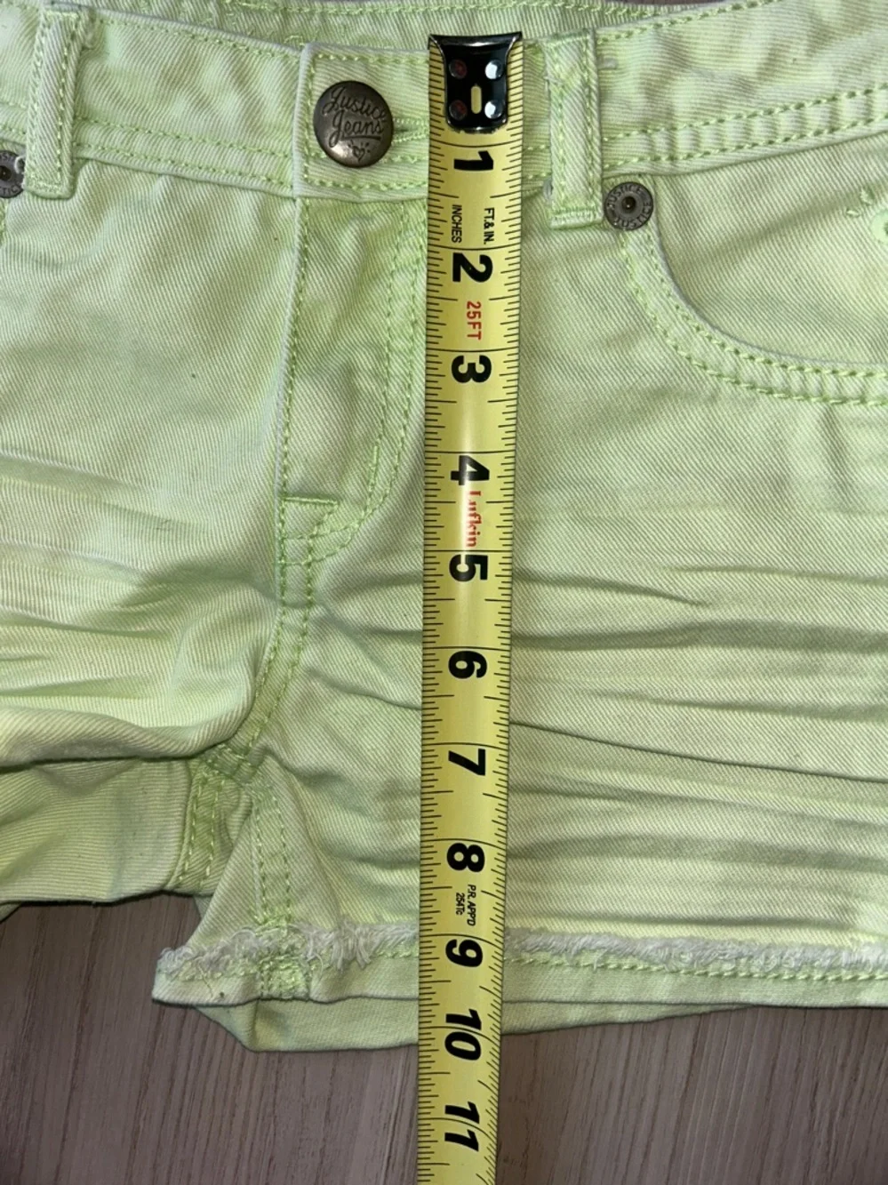 Justice Girls' Denim Cotton Cut Off Shorts XS 5/6 Green Frayed Hem Casual Summer